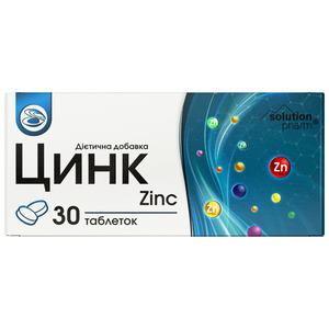 Цинк таблетки додаткове джерело цинку 3 блістери по 10 шт Solution Pharm