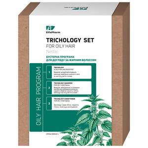 Набір трихологічний ELFA PHARM (Ельфа Фарм) Oily Hair Програма для жирного волосся пілінг-бустер 100 мл, шампунь 200 мл, кондиціонер 200 мл