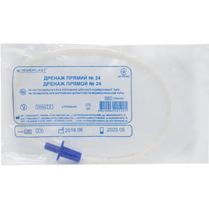 Дренаж прямой стерильный предназначен для дренирования операционных ран и гнойных полостей размер 24 синий 1 шт