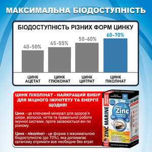 Цинк морской Премиум комплекс для укрепления иммунитета, сбалансирования нервной системы, памяти и концентрации внимания капсулы 60 шт
