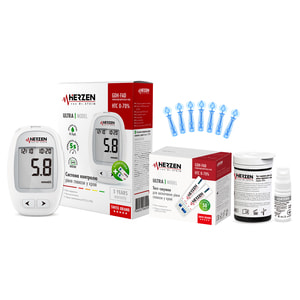 Набор акционный: система контроля уровня глюкозы в крови (люкометр) Herzen von Dr. Stein (Герзен вон Др. Стэн) модель Ultra с 50 тест-полосками