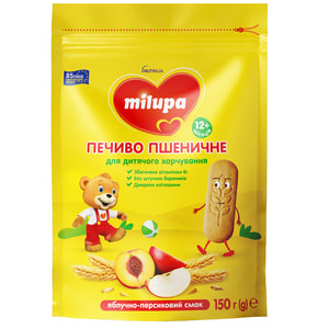 Печенье детское Нутриция Milupa (Милупа) Пшеничное с яблочно-персиковым вкусом с 12 месяцев 150 г