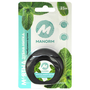 Зубная нить MANORM (Манорм) из бамбукового угля мятно-вощеная 25 м
