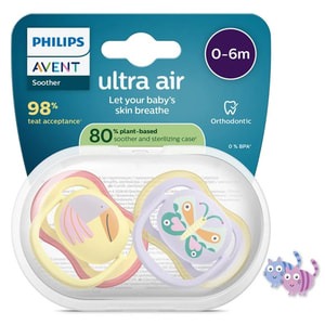 Пустушка силіконова AVENT (Авент) SCF 087/04 Ultra air від 0 до 6 місяців 2 шт