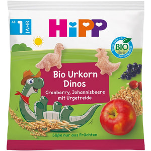 Снекі органічні дитячі HIPP (Хіпп) з журавлиною та чорною смородиною Динозаври 30 г