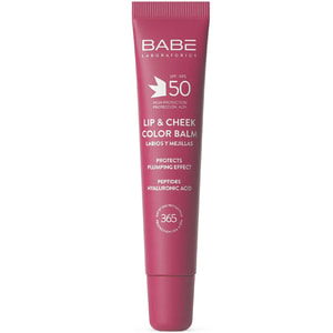 Бальзам-тінт для губ та щік BABE LABORATORIOS (Бабе Лабораторіос) Sun Protection сонцезахисний з гіалуроновою кислотою та пептидами velvet SPF 50 20мл