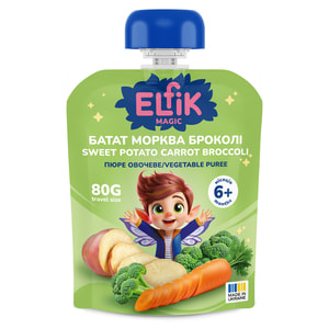 Пюре овочеве дитяче ELFIK MAGIC (Ельфік меджик) батат, морква, броколі з 6-ти місяців 80 г