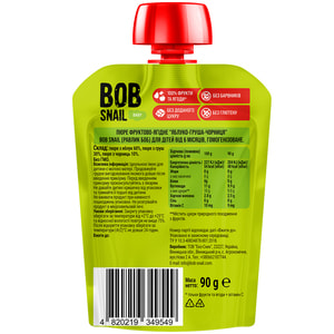 Пюре фруктовое Bob Snail (Боб Снеил) Улитка Боб Яблоко-груша-черника для детей от 6 месяцев 90 г