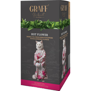 Чай травяной каркаде GRAFF (Граф) Hot flower Горячий цветок с ароматом малины в фильтр-пакетах по 1,5 г 20 шт