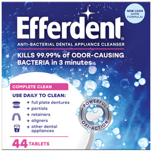 Антибактериальные таблетки для очищения зубных протезов и ортодонтических аппаратов EFFERDENT (Эффердент) Полная очистка 44 шт