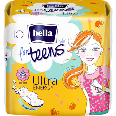 Прокладки гигиенические женские BELLA (Белла) For Teens Ultra Energy silky (фо тинс ультра энерджи силк) 10 шт