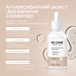 Сироватка для обличчя антиоксидантна RE.CARE (Рекейр) з камбучею Antioxidant Kombucha Tea-Tox Serum 30 мл