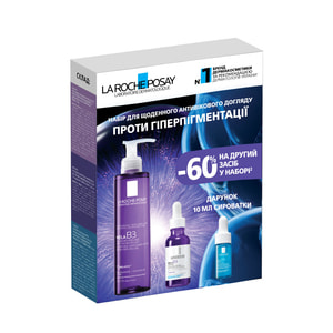 Набор La Roche-Posay (Ля Рош-Позе) Mela B3 Гель-микропилинг очищающий 200 мл + Сыворотка-концентрат 30 мл + подарок