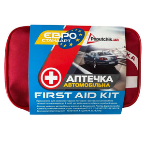 Аптечка медицинская автомобильная Евростандарт согласно ТУ (02-005-М) для укомплектования легковых и грузовых автомобил мягкий футляр Poputchik