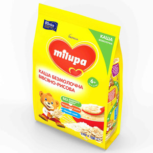 Каша безмолочна дитяча Нутриція Milupa (Мілупа) Вівсяно-рисова для початку прикорму з 6-ти місяців 170 г