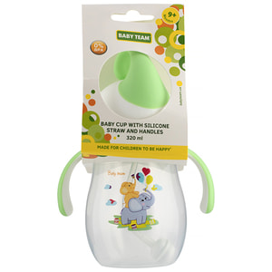 Поильник детский BABY TEAM (Беби Тим) артикул 5009 с силиконовой трубочкой Слонёнок 320 мл