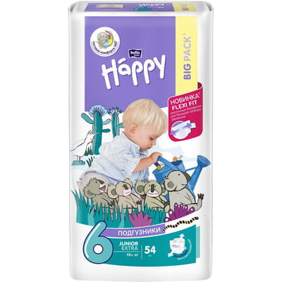 Подгузники для детей BELLA (Белла) Happy Baby Junior Extra 6 (Хеппи Беби юниор экстра) от 16+ кг 54 шт