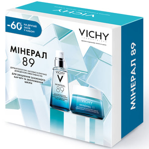Набор VICHY (Виши) Минерал 89 2026 ежедневный гель-бустер для повышения упругости и увлажнения кожи лица 50 мл + крем легкий 50 мл