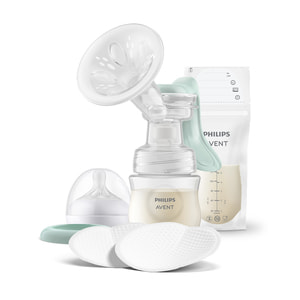 Набір для грудного вигодовування AVENT (Авент) SCF 417/20 набір для зціджування ручний, соска Natural Природний Потік, вкладиші в бюстгальтер, пакети