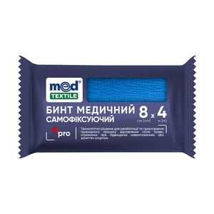 Бинт медицинский самофиксирующий MEDTEXTILE (Медтекстиль) эластичный синий размер 8 см х 4 м 1 шт