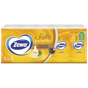 Хустинки (серветки) носові ZEWA (Зева) Soft Sensitive 4-х шарові 10 упаковок по 9 шт