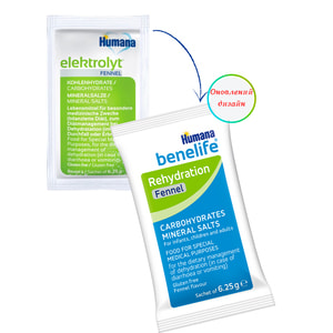 Пищевой продукт HUMANA (Хумана) Benelife Rehydration (Бенелайф Регидрейшн фенхель) регидратационная смесь для детей с 0 месяцев и взрослых пакет 6,25г