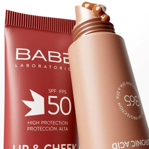 Бальзам-тінт для губ та щік BABE LABORATORIOS (Бабе Лабораторіос) Sun Protection сонцезахисний з гіалуроновою кислотою та пептидами mocha SPF 50 20мл