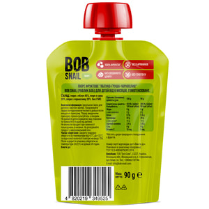 Пюре фруктовое Bob Snail (Боб Снеил) Улитка Боб Яблоко-груша-чернослив для детей от 6 месяцев 90 г