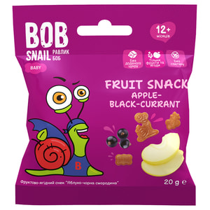 Снэки детские натуральные Bob Snail (Боб Снеил) Улитка Боб Яблоко-черная смородина 20 г