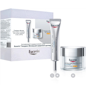Набор для лица EUCERIN (Юцерин) Hyaluron-Filler (Гиалурон филлер) Антивозрастной для ежедневного ухода крем дневной 50 мл + крем навколо очей 15 мл