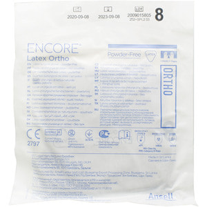 Перчатки хирургические стерильные латексные Encore Ortho (Энкор Орто) ортопедические без пудры размер 8 1 пара
