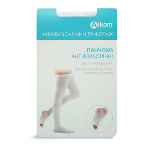 Чулки антиэмболические Торговый Дом Алком модель 6034 Hospital 1 класс компрессии цвет белый размер 6