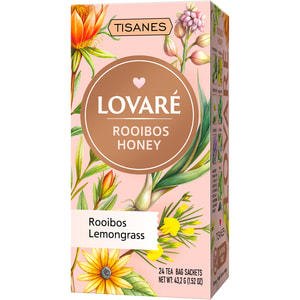 Бленд чая ройбуша та трав’яного LOVARE (Ловаре) Rooibos Honey з квітами в фільтр-пакетах по 1,8 г 24 шт