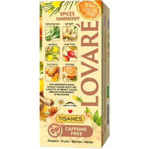 Бленд чая трав’яного LOVARE (Ловаре) Spices Harmon зі спеціями, плодами та ароматом хурми і мандарина в фільтр-пакетах по 1,8 г 24 шт