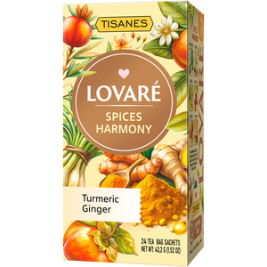 Бленд чая трав’яного LOVARE (Ловаре) Spices Harmon зі спеціями, плодами та ароматом хурми і мандарина в фільтр-пакетах по 1,8 г 24 шт