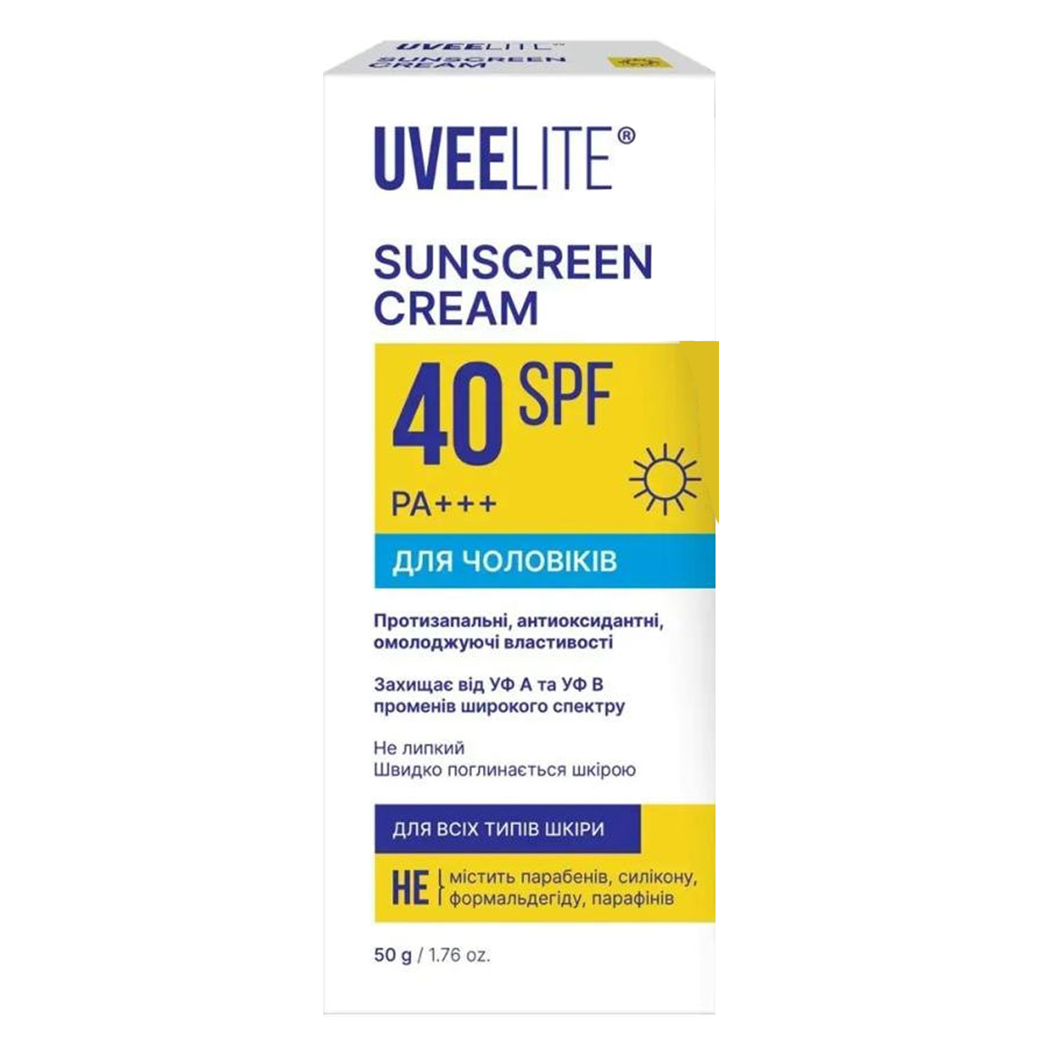 Крем для лица и тела UVEELITE (Увелайт) УФ-Лайт для мужчин SPF 40