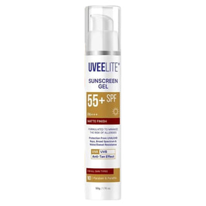 Гель для лица UVEELITE (Увелайт) УФ-Лайт матовый эффект SPF 55+ солнцезащитный 50 г