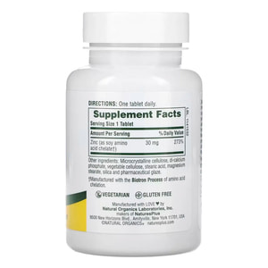Цинк NATURES PLUS (Натурес плюс) Zinc 30 мг таблетки флакон 90 шт