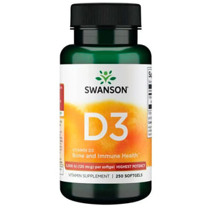 Витамин Д3 SWANSON (Свенсон) Vitamin D-3 5000 МЕ (125 мкг) высокоэффективный капсулы 250 шт