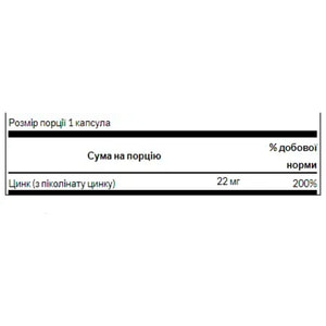 Цинка пиколинат SWANSON (Свенсон) Zinc Picolinate капсулы поддерживают иммуную систему по 22 мг флакон 60 шт