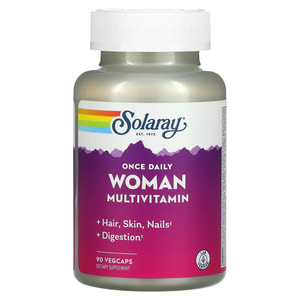 Мультивитамины для женщин SOLARAY (Солорай) Once Daily Woman Multi-Vitamin для улучшения состояния волос, кожи и ногтей капсулы флакон 90 шт
