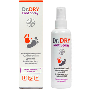 Антиперспірант/засіб для ніг Dr.DRY (Др. Драй) Foot Spray (Фут Спрей) від потовиділення 100 мл FARMASORBЕ
