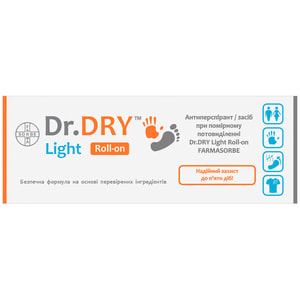 Антиперспірант/засіб при помірному потовиділенні Dr.DRY (Др. Драй) Light (Лайт) Roll-on 50 мл FARMASORBЕ
