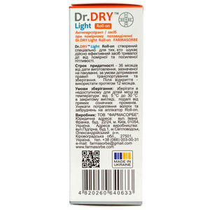 Антиперспірант/засіб при помірному потовиділенні Dr.DRY (Др. Драй) Light (Лайт) Roll-on 50 мл FARMASORBЕ