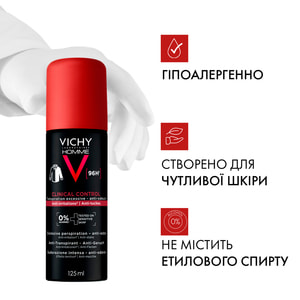 Дезодорант-антиперспірант для тіла VICHY (Віши) Клінікал Контроль для чоловіків проти надмірного потовиділення,запаху та плям на одязі 96 годин 125 мл