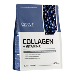 Колаген + Вітамін С OSTROVIT (Островіт) Collagen + Vitamin C для суглобів та зв'язок порошок зы смаком чорної смородини 400 г