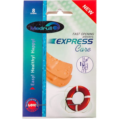 Пластырь Medrull Express Care (Медрулл экспресс) полимерный размер 7,2 см x 2,5 см 8 шт