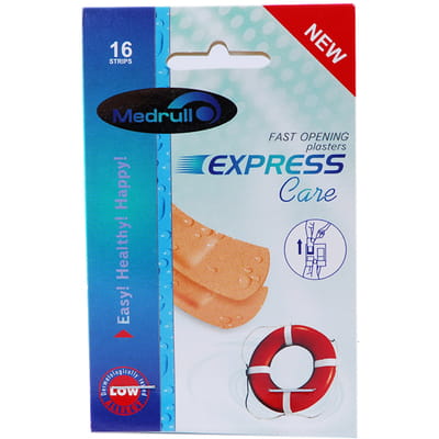 Пластырь Medrull Express Care (Медрулл экспресс) полимерный размер 7,2 см x 2,5 см 16 шт