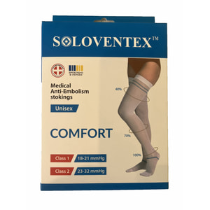 Панчохи антиемболічні SOLOVENTEX (Соловентекс) модель 040-230 з відкритим носком, 1 клас компресії (18-21 мм рт.ст) (140 Den) білі розмір XL високі