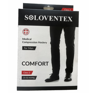 Панчохи компресійні SOLOVENTEX (Соловентекс) модель 420-231 з відкритим носком чоловічі 2 клас компресії (23-32 мм рт.ст) чорні розмір L високі